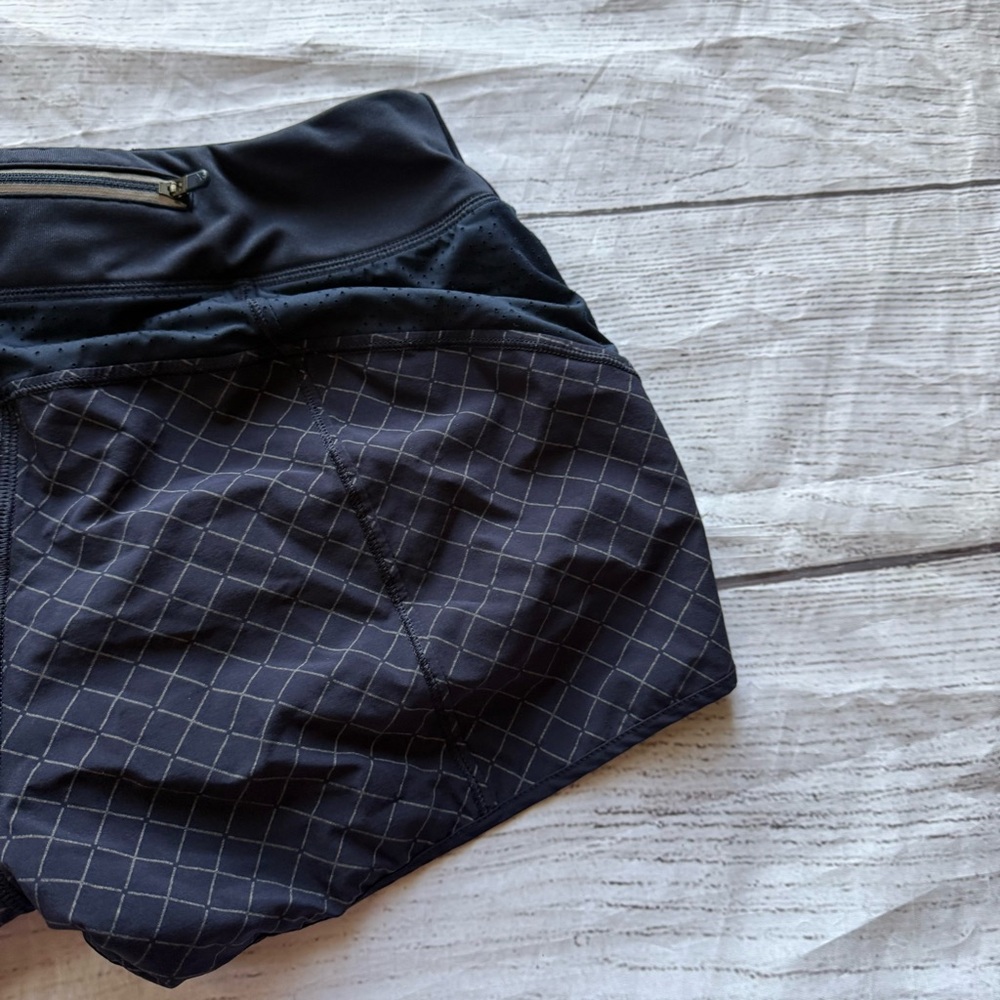 Athleta Size Small Navy Blue Diamond Track This Run Shorts Reflective - Picture 11 of 13
